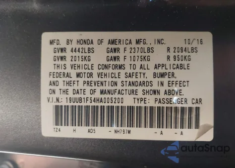 2017 Acura Tlx Technology Package z USA, uszkodzony, nr VIN 19UUB1F54HA005200